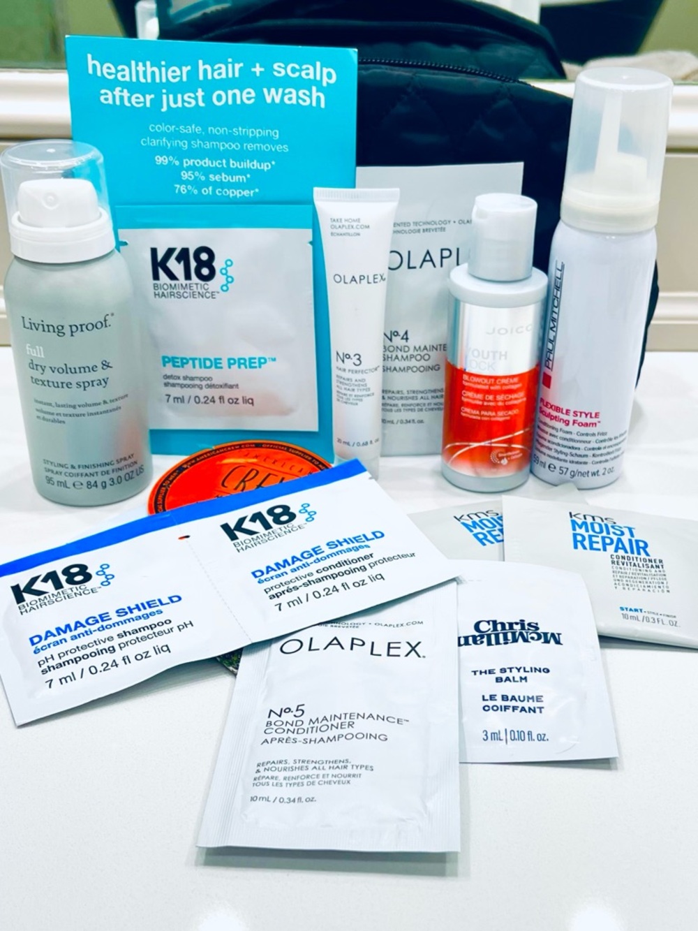15pc Luxury Hair Travel Bundle w/Olaplax, K18, davines